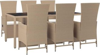 vidaXL Set Comedor De Jard&iacute;n 7 Pzas Con Cojines Rat&aacute;n Sint&eacute;tico Beige Vidaxl