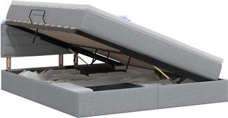 vidaXL Cama De Almacenamiento Led Con Colch&oacute;n Gris Claro 140 X 190 Cm Vidaxl