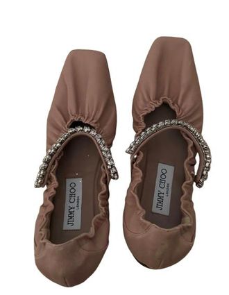 Jimmy Choo London Pink Milan Crystal Strap Ballet Flats Size 37