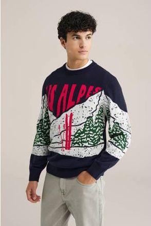 WE Fashion gebreide trui donkerblauw