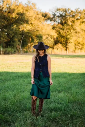 She + Sky Carson Midi Skirt In Green