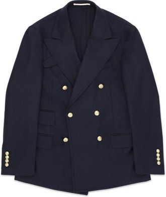 Fortela Classic Double-Breasted Merino Wool Blazer in Blue at Nordstrom, Size 40 Eu