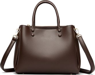 Generic Compatible For Retro Soft PU Leather Women Shoulder Underarm Bags Casual Solid Color Small Top-Handle Handbags Ladies(Coffee)