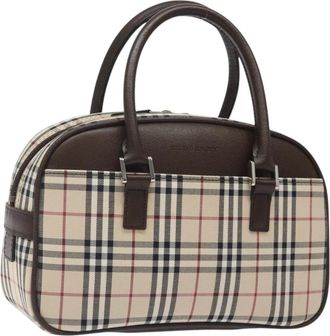 Burberry Nova Check Bowling Bag Canvas Beige Canvas Bag (Pre-Owned)