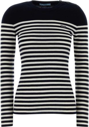 Prada Black Stripes Crew Neck Sweater