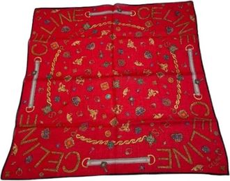 Celine Pre-owned Printed Scarf - Dames - Vintage Accessoires - Rood - ONE Size - Katoen - Vintage
