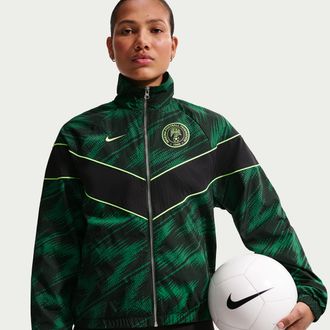 Nike Nigeria Windrunner Nike Womens Soccer UV Woven Jacket in Green | IB6263-397