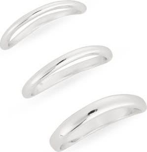 Nordstrom Rack Demi-Fine Set of 3 Wavy Band Rings in Silver at Nordstrom Rack, Size Small/medium