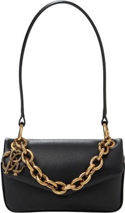 Roberto Cavalli Metalen Logo Clutch Tas - Dames - Schoudertassen - Zwart - ONE Size - Leer - Tassen