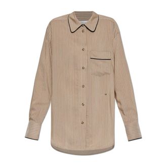 Victoria Beckham Shirts, female, Beige, Size: 2XS striped shirt