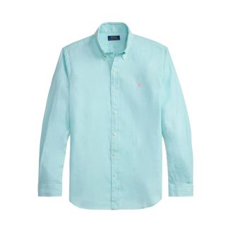 Polo Ralph Lauren Shirts - Heren - Casual Overhemden - Blauw - 2XL - Linnen - Overhemden