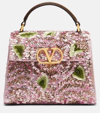 Valentino Garavani Bolso VSling Mini con lentejuelas y VLogo