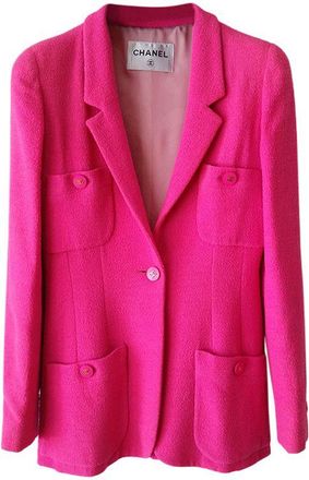 Chanel Fuchsia Single Breasted Tailored Jacket Size 36