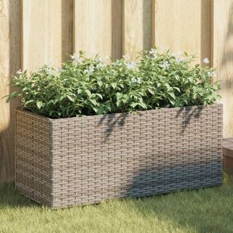 vidaXL Jardinera De Jard&iacute;n Con 2 Maceteros Rat&aacute;n Pe Gris 72x30x32 Cm Vidaxl