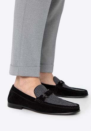 Wittchen Heren Zwarte Geruite Stoffen Mocassins