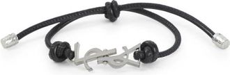 Saint Laurent Cassandre Cord Bracelet - Heren - Armbanden - Zwart - M - Leer - Accessoires