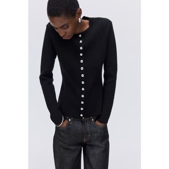 H&M Fitted Cardigan in Black at Nordstrom, Size Xx-Large