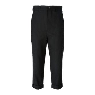 Comme Des Gar&ccedil;ons Broeken, Dames, Zwart, M, Wol, Gestreepte Cropped Broek