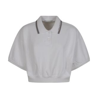 Alexander Wang Polo Shirts, female, White, S, Relaxed Cropped Cinched Polo