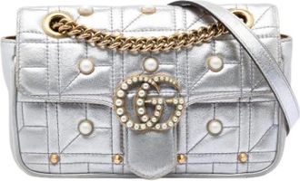 Gucci Pre-owned Cross Body Bags, female, Gray, Size: ONE SIZE Pre-owned Quilted Flap Shoulder Bag
