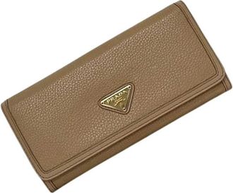 Prada Pre-owned Vintage Portemonnee - Dames - Vintage Accessoires - Beige - ONE Size - Leer - Vintage