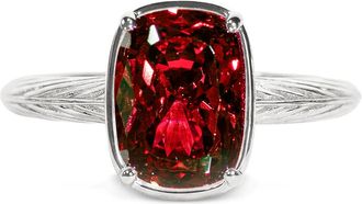 Sterling Forever Sterling Silver Mini Garnet Elongated Cushion Ring