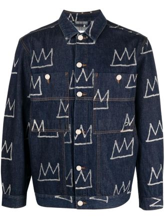 Études Studio crown-print denim jacket - Blue