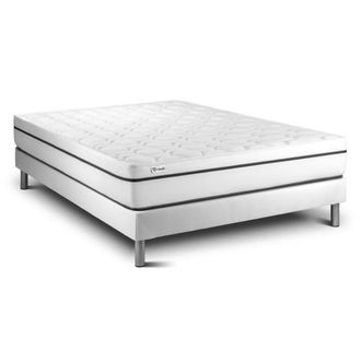 VITALIT Somier blanco + colch&oacute;n con espuma viscoel&aacute;stica 140 x 190