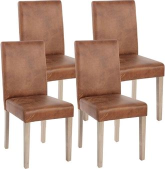 Hhg Set 4x sedie Littau tessuto soggiorno cucina sala da pranzo 43x56x90cm effetto scamosciato piedi color rovere