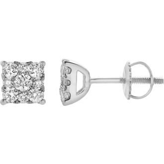 LuvMyJewelry Lab Grown Diamond Square Stud Earrings in 14K White Gold at Nordstrom Rack