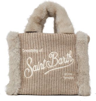 MC2 Saint Barth Ribbed Faux Fur Trimmed Vanity Mini Handbag