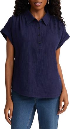 Jones New York Gauze Top in Pacific Navy at Nordstrom, Size X-Small