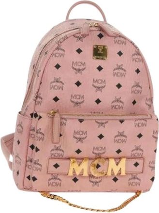 MCM Pre-owned Backpacks, female, Pink, Size: ONE SIZE Pre-owned PVC Leather Backpack