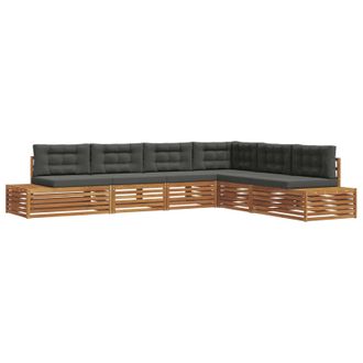 vidaXL Conjunto De Sof&aacute;s De Exterior 6 Pieza Natural Y Antracita Vidaxl