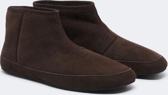 The Row Esther shearling-lined suede ankle boots