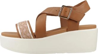 Geox D Xand 2.2S Wedge Sandal - Dames - Sleehakken - Bruin - 37 EU - Leer - Schoenen