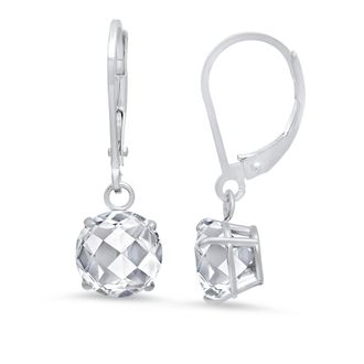MAX + STONE 925 Sterling Silver 8mm Round Gemstone Dangle Earrings with Leverback