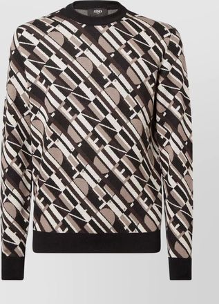 Fendi geometric pattern crew neck long sleeve sweater