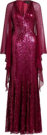 Jenny Packham sequin embellished lyrical dress - women - Nylon - 12 - Purple