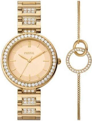 Fossil Karli Three-Hand Quartz Bracelet Watch & Bracelet Set in Gold at Nordstrom Rack