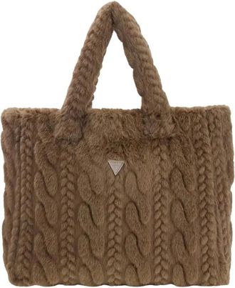 Guess Borsa intrecciata in ecopelliccia Ilde - - Bags - Donna - Marrone - ONE SIZE