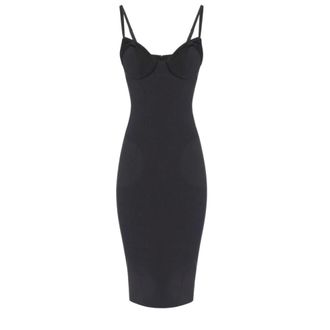Elisabetta Franchi Midi-jurk met satijnen strikken - Dames - Jurken - Zwart - Maat: M Satijn