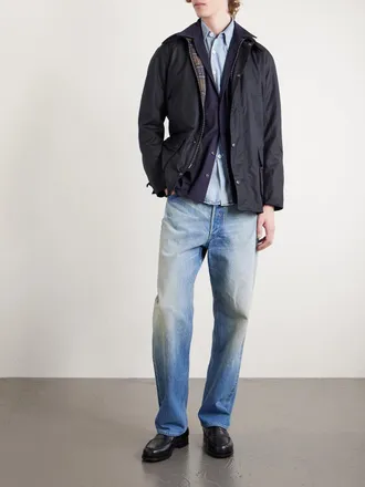 Barbour Ashby Corduroy-Trimmed Waxed-Cotton Jacket