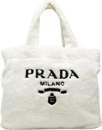 Prada Pre-owned Terry Cloth Tote Bag - Dames - Vintage Shopper - Wit - ONE Size - Vintage