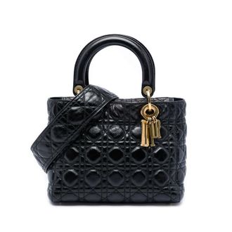 Dior Pre-owned Dior Medium Crinkled Patent Cannage Supple Lady Satchel Ladies CPJ7UZWL37L6IG3L