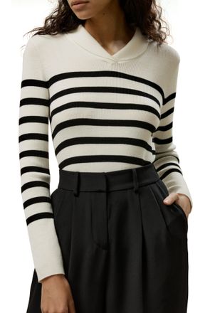 LilySilk Striped Ultra-fine Merino Wool Sweater