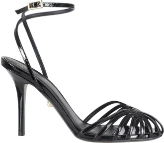 Alev&igrave; Black Blake 95 Charme Laminated Leather Sandals