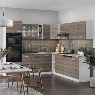 Vicco Cocina Esquinera R-line, Precioso Gris/blanco, 237 X 60 Cm, Et M&aacute;rmol