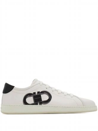 Ferragamo Mens Double Gancini Sneakers In White/black