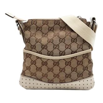 Gucci Pre-owned Canvas Crossbody Bag - Dames - Pre-owned - Beige - Maat: ONE Size Leer